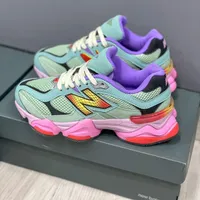 Women New Balance 9060 Vibrant Multi-Color Retro Lifestyle Sneakers - Eye-Catching Green, Pink  Purple Chunky Fashion Trainers - View 3
