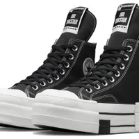 Unisex Converse DBL Darkstar Black Canvas High-Top Platform Sneakers – Chunky White Sole Streetwear Trainers for Edgy Style - View 2