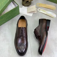 Men's Dark Brown Leather Wingtip Brogue Oxford Dress Shoes with Red Sole - Luxury Formal Footwear for Gentlemen - View 1