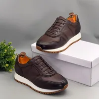 Berluti Premium Brown Leather Men's Casual Sneakers with White Sole - Stylish  Comfortable Everyday Trainers - View 1