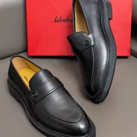 Men's Salvatore Ferragamo Luxury Leather Penny Loafers - Classic Textured Slip-On Dress Shoes in Black & Brown - View 3