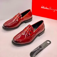 Men's Salvatore Ferragamo Radiant Red Patent Leather Penny Loafers - Luxurious Slip-On Dress Shoes for Sharp Formal & Smart Casual Ghanaian Style - View 2