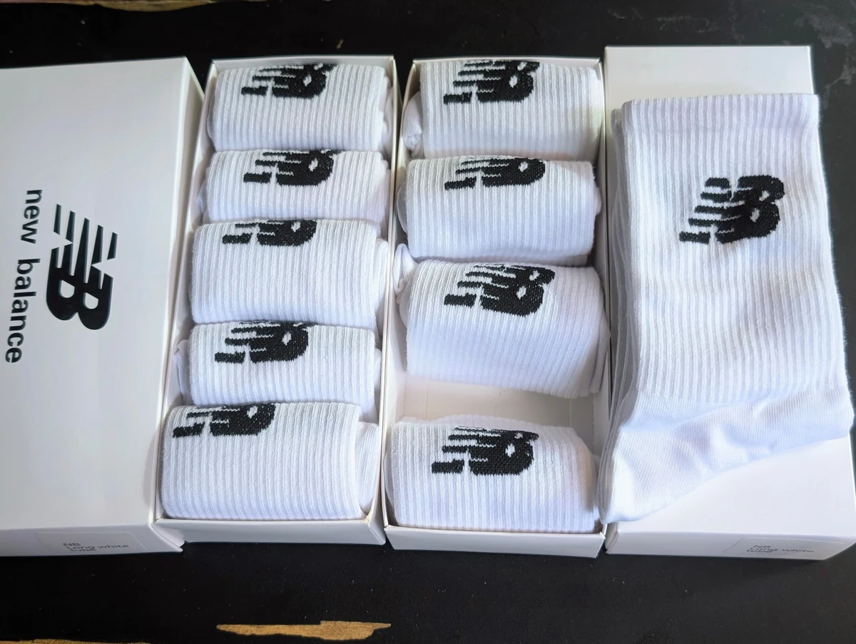 5 Pack Set Cotton New Balance Unisex Classic White, Grey and Black Ribbed Crew Socks Essential for Everyday Athletic Comfort