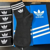 Adidas Originals Cotton Trefoil Classic White and Black Stripe Crew Socks 5 Set Pack for Everyday Wear - View 3
