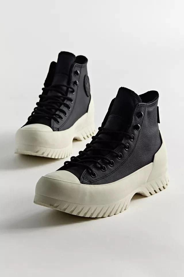Converse Black and Cream Leather High-Top Platform Sneakers – Chunky Lug Sole Streetwear Boots for Men and Women
