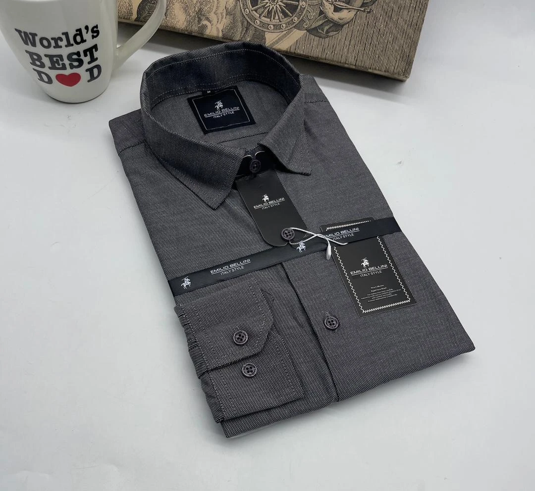 Emilio Bellin Italy Stylei Plain Color men's long sleeve shirt