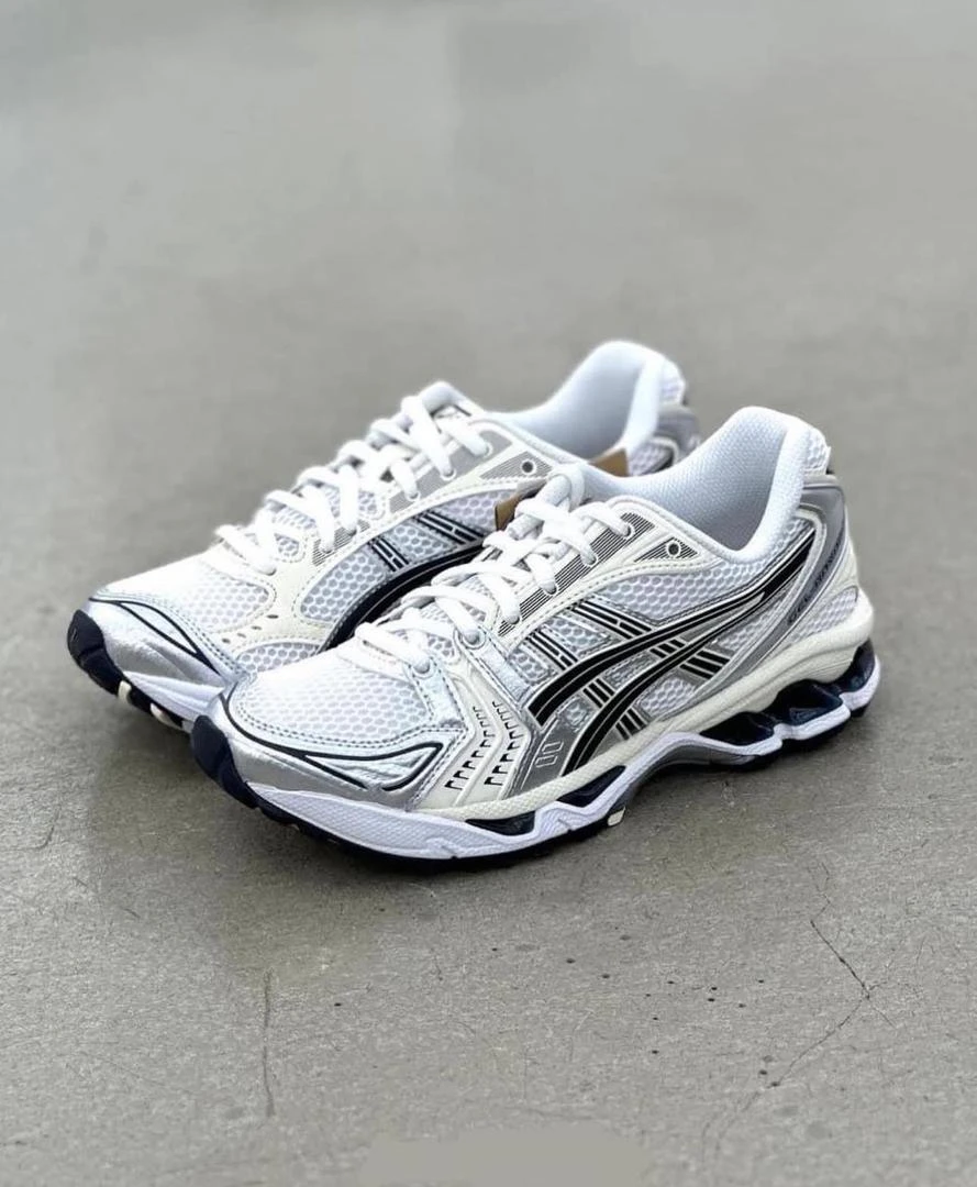 ASICS GEL-Kayano White Silver Mesh Running Shoes  Versatile Performance  Street Style Sneakers