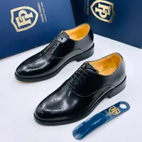 Men's Frank Perry Handcrafted Black Leather Oxford Brogue Dress Shoes - Elegant Formal Footwear - View 1