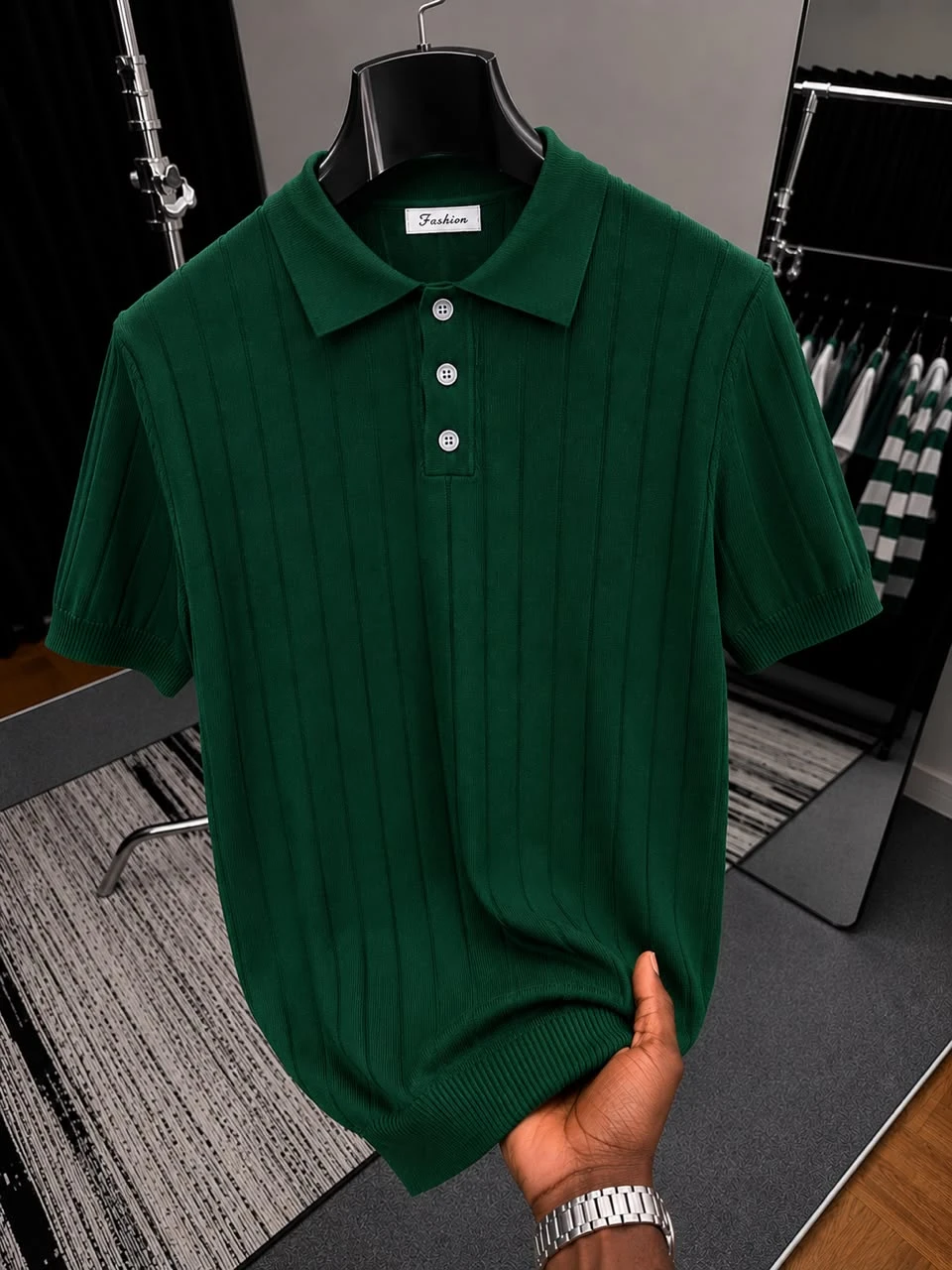 Men's White Textured Knit Quarter-Zip Polo Shirt - Breathable Short Sleeve Smart Casual Top for Modern Style