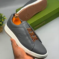 Men's Timberland Leather and Gum Flat Sole Slip-On Semi-official and Casual Sneakers Men's Shoe - View 2