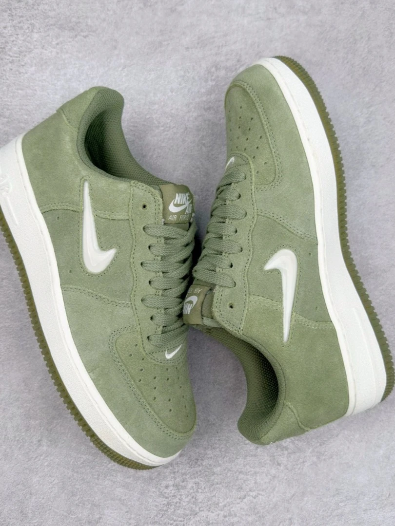 Nike Air Force 1 07 Low Olive Green Suede Sneakers - Classic AF1 Casual Shoes for Everyday Style and Comfort - Main View