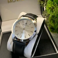 Movado Datron Quartz Men's Classic Gold-Tone & Brown Leather Strap Analog Watch - Elegant Timeless Design for the Modern Gentleman - View 2