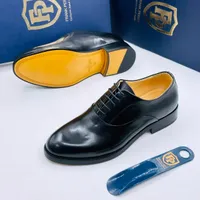 Men's Frank Perry Exclusive Handmade Black Leather Oxford Formal Dress Shoes with Shoehorn - Classic Business & Event Footwear - View 2