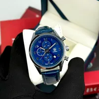 Men's TAG Heuer Carrera Calibre 1887 Chronograph Watch - Polished Stainless Steel Case, Black Dial  Premium Alligator Leather Strap - View 3
