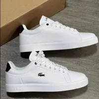 Lacoste Clean White Casual Flat Sole Sneakers – Stylish Low-Top Comfort Shoes for Men  Women - View 2