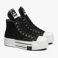Unisex Converse DBL Darkstar Black Canvas High-Top Platform Sneakers – Chunky White Sole Streetwear Trainers for Edgy Style - View 1