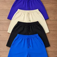 Women's Trendy Graphic Drawstring Casual Shorts - Comfy Lilac Butterfly, Teal Cherry & Beige Summer Wear - View 4