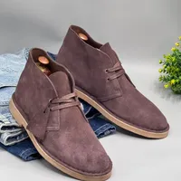 Clarks Men's Premium Suede Desert Boots Chukka Casual Lace-Up Shoes - Stylish  Comfortable Dark Brown Footwear for Everyday Wear - View 1