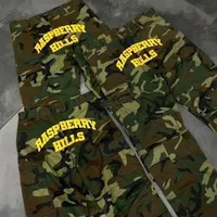 Unisex Raspberry Hills Camouflage Cargo Pants - Streetwear Tactical Trousers with Bold Graphic Print - View 2