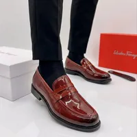 Men's Salvatore Ferragamo Radiant Red Patent Leather Penny Loafers - Luxurious Slip-On Dress Shoes for Sharp Formal & Smart Casual Ghanaian Style - View 3