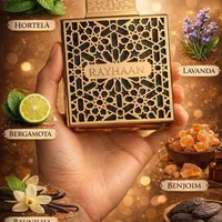 Rayhaan Unisex Luxury Gold Geometric Eau de Parfum - Long-Lasting Fragrance with Fresh Mint, Lavender, Vanilla & Exotic Tonka Bean Notes - View 1
