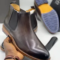 Polo Men's Classic Dark Brown Leather Chelsea Boots  Premium Slip-On Ankle Footwear for Business  Casual Style - View 1