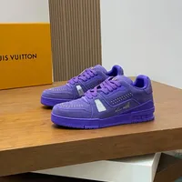 Men's Purple Luxury Fashion Sneakers - Trendy Mid-Top Street Style Trainers with LV-Signature Branding Soft Insoles for Ultimate Comfort  - View 3
