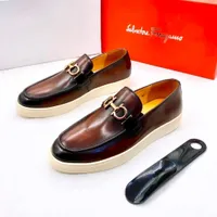 Men's Salvatore Ferragamo Gradient Brown Leather Loafers with Gancini Buckle & Modern Platform Sole - Luxury Slip-On Shoes - View 1