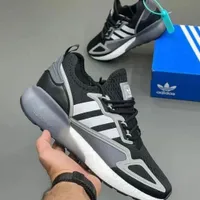 Adidas ZX 2K Boost All Black Unisex Sports Running Sneakers Shoe - Comfortable  and Breathable Everyday Trainers - View 3