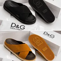 High Quality Dolce and Gabbana DG Mens Slides Slippers Luxury Comfort Fashion Sandals in Black and Tan - View 1