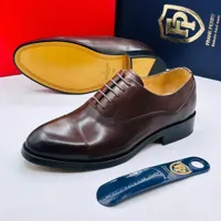 Men's Frank Perry Premium Black Leather Oxford Dress Shoes - Classic Formal Lace-Up Footwear for Corporate & Elegant Occasions - View 3