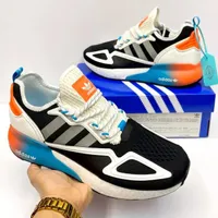 Adidas ZX Series Gradient Sole Unisex Sport Running Sneakers Shoe- Vibrant White, Pink  Blue Athletic Shoes for Men and Women - View 3