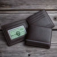 Men's Premium Leather Bifold Wallet - Sleek Faux Leather Design with Multiple Card Slots, ID Window  Modern Stripe Detail for Everyday Style - View 1