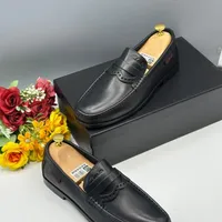 Men's Elegant Black Leather Slip-On Penny Loafers - Classic Formal and Smart Casual Men's Dress Shoes - View 1
