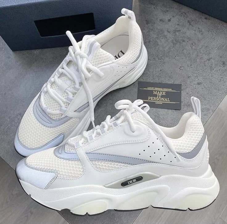 Dior Hommie B22 White Mesh Reflective Chunky Sole Sneakers – Premium Fashion Trainers for Men and Women - Main View