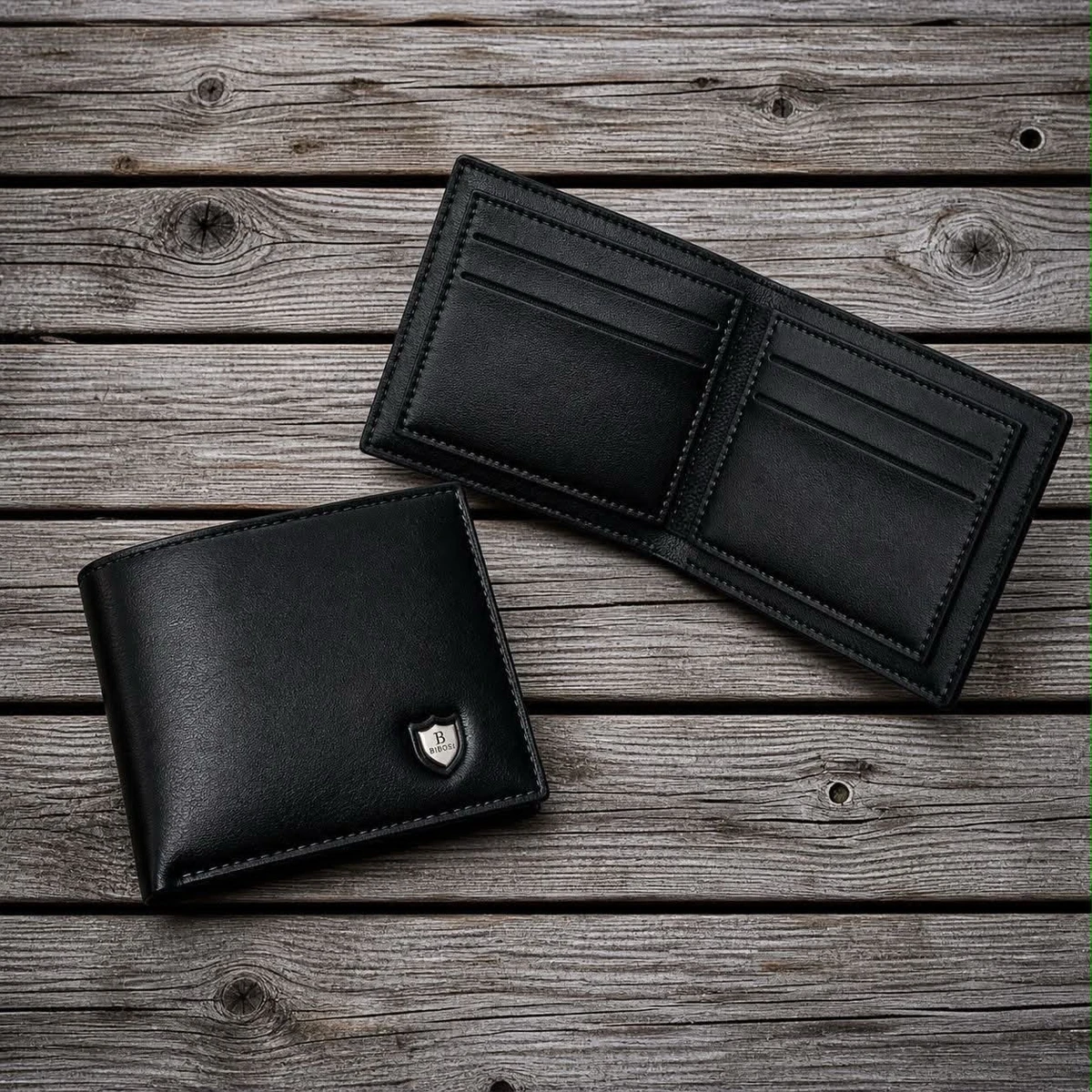 A gentleman's Premium Bi-Fold Wallet with multiple Space and Slots for money ID cards 