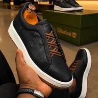 Men's Timberland Leather and Gum Flat Sole Slip-On Semi-official and Casual Sneakers Men's Shoe - View 3