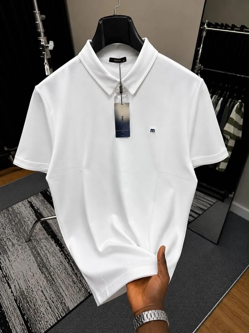DUNYA Men's Cotton Short Sleeve Polo Shirt – Versatile Comfortable Everyday Essential for Smart Casual Wear - Main View