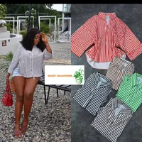 Women's Chic Collared V-Neck Button-Down Shirt with Rolled Short Sleeves & Dual Pockets - Effortless Casual Blouse for Modern Style - View 5