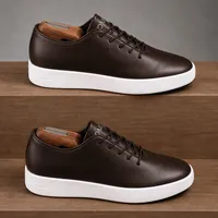 Men's Premium Brown Leather Smart Casual Sneakers with White Sole - Sleek Modern for office and semi official events - View 1