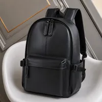 Sleek Black Faux Leather Backpack for Men  Women – Stylish Everyday Laptop Travel Bag - View 1