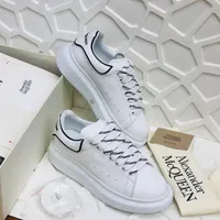 Alexander McQueen Inspired White Sneakers with Black Trim Trendy Thick Sole Casual Fashion Shoes for Men and Women - View 3
