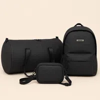 3-Piece Minimalist Beige and Black Travel  Essential Everyday Bag Set - Stylish Duffel, Backpack  Crossbody Collection - View 2