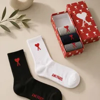 AMI Paris Unisex Logo Embroidered Crew Socks Gift 5 pack Set - Stylish Multi-Pack for Everyday Comfort - View 1