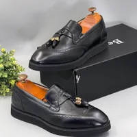 Berluti Men's Premium Tassel Brogue Leather Loafers with Modern White Sole -  Slip-On Dress Shoes for official and Semi-formal Events - View 5