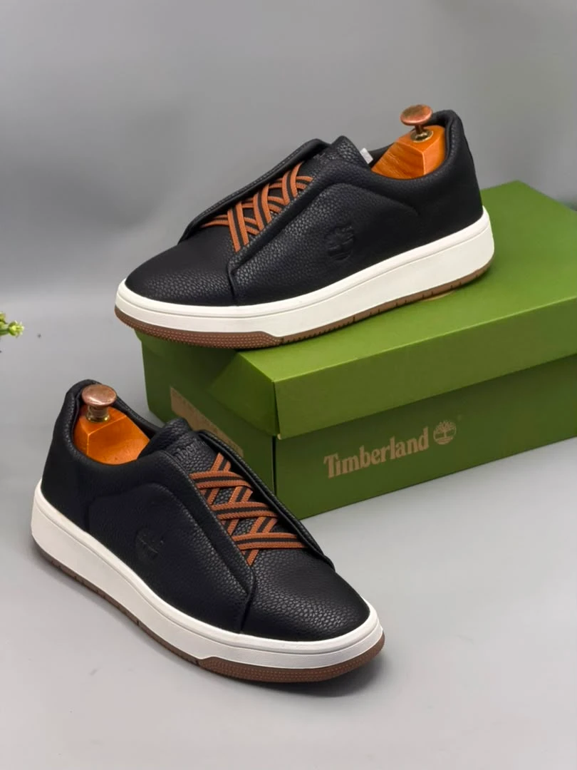 Men's Timberland Leather and Gum Flat Sole Slip-On Semi-official and Casual Sneakers Men's Shoe - Main View
