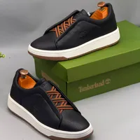 Men's Timberland Leather and Gum Flat Sole Slip-On Semi-official and Casual Sneakers Men's Shoe - View 1