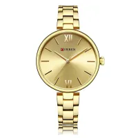 CURREN 9017 Women's Elegant Gold Tone Quartz Watch with Classic Dial  Slim Metal Link Bracelet - Stylish Ladies Fashion Timepiece - View 2