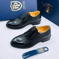 Frank Perry Men's Executive Black Textured Leather Cap-Toe Oxford Dress Lace Shoes - Premium Formal Footwear - View 1