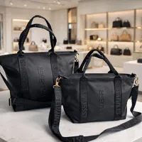 Essentials Black Morden Tote and Crossbody Bag - Quality Durable Travel Companion Carry on Hand Bag For Weekend, Short Trips, Short Vacations - Small and Large - View 1